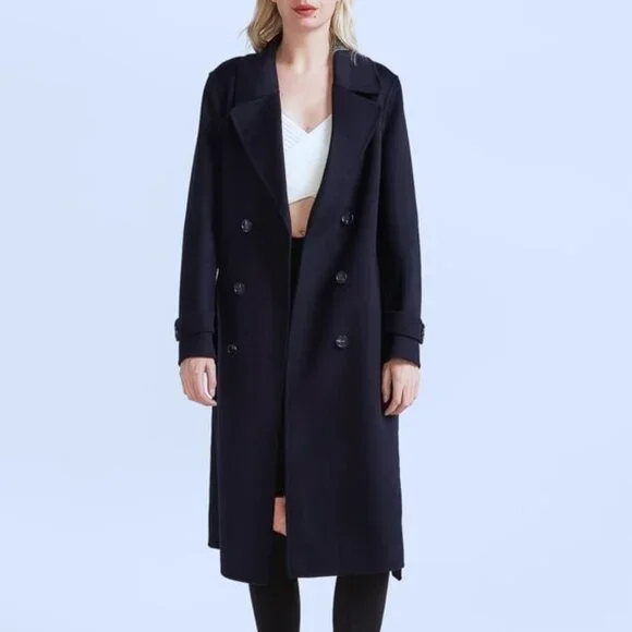 ANINE BING DYLAN DOUBLE BREASTED COAT WOOL CASHMERE NAVY BLUE COAT SIZE XS S - Picture 1 of 11